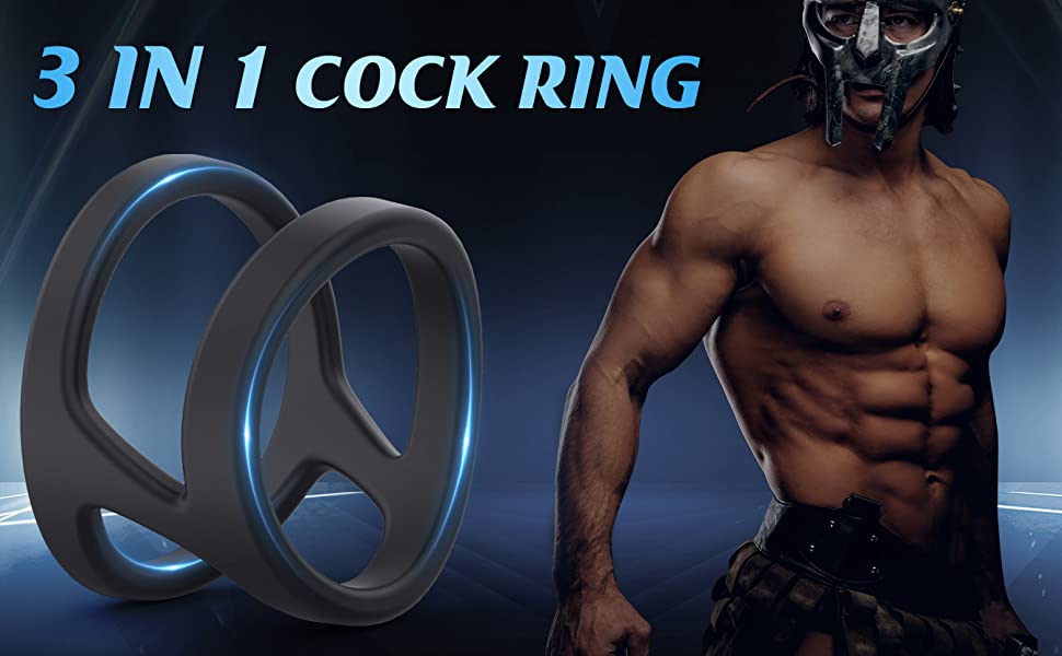 Penisring Dehnbar Silikon Cockring für Männer,Sex Spielzeug für die Männer Penisringe Dual Cock Hodenring mit Hodensack 7