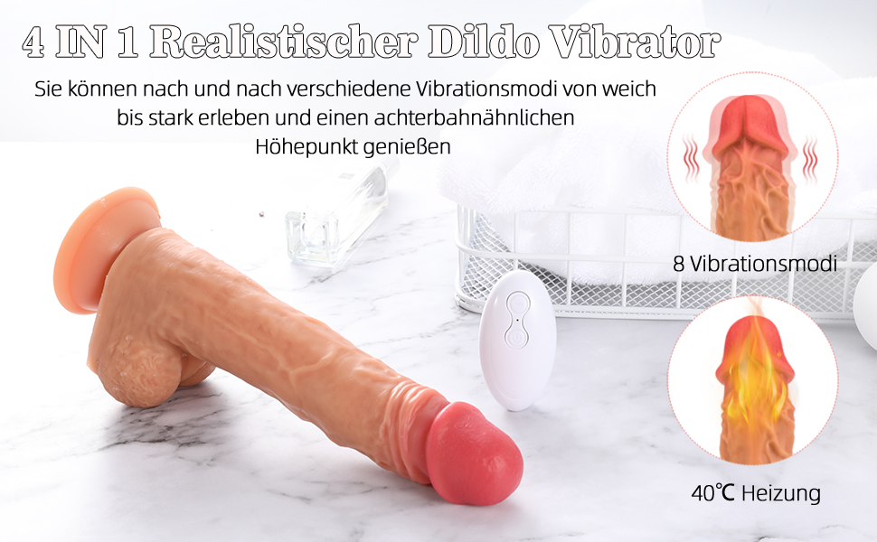 Dildo Vibrator mit Stoßfunktion und 360° Rotierender Glans – 22 * 4 cm G-Punkt Vibratoren für sie mit 8 Vibrationmodi Realistischer Dildos, mit Saugnapf und 40 ℃ Heizung 6 650ay6ol 1009