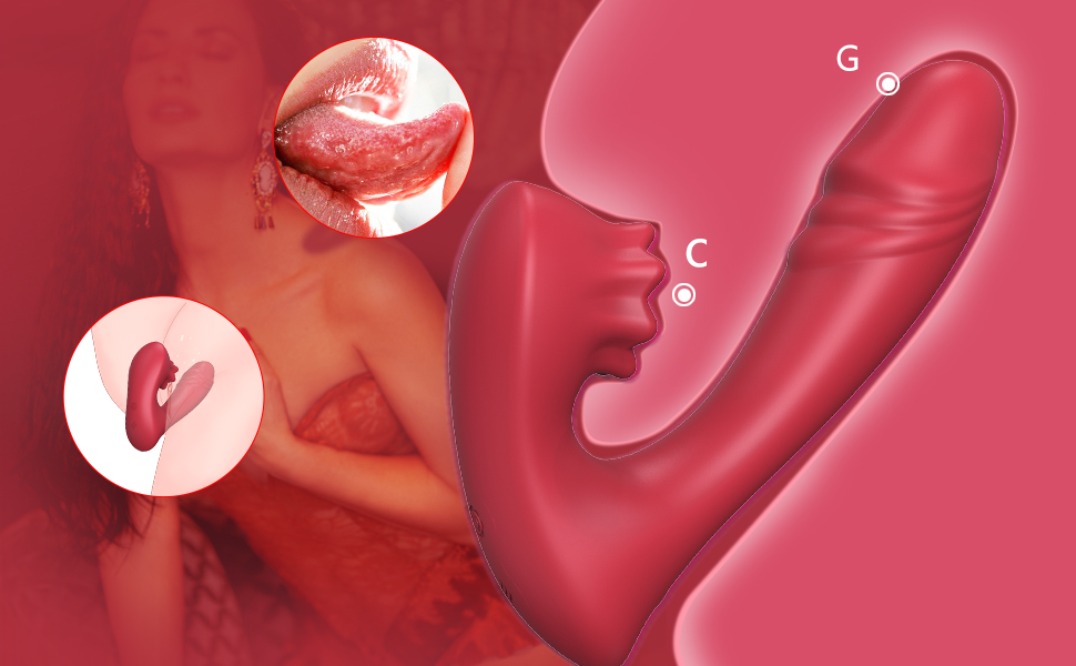 2 in 1 Realistisch Vibratoren mit Stoß-Zunge Lecken, Dildo Vibrator für Sie Klitoris und G-Punkt 13 6dwutbzp 6739