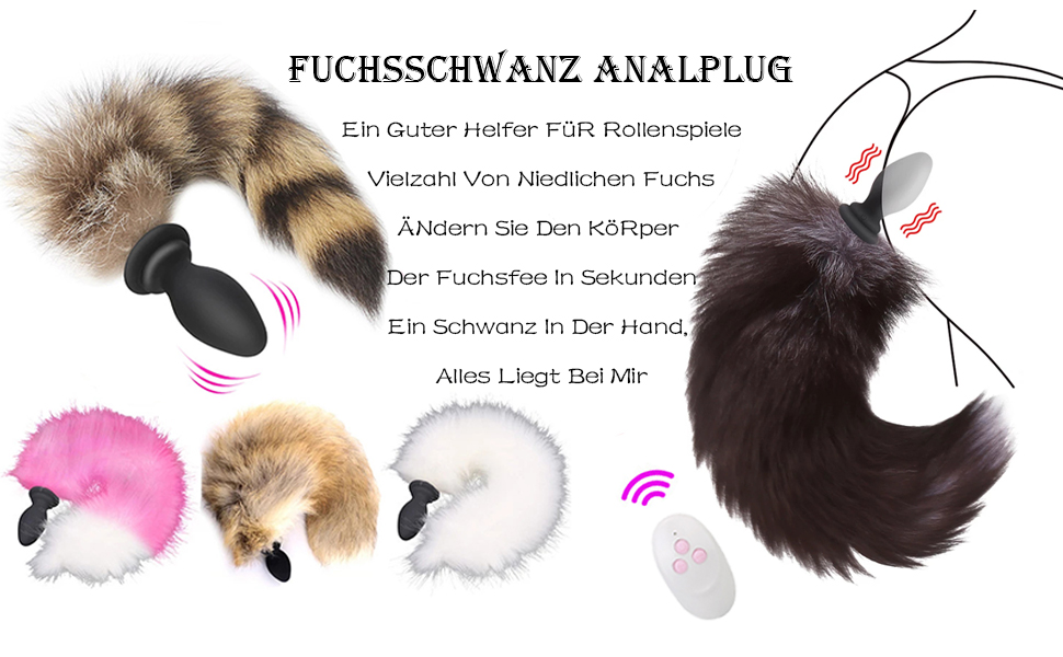 10 Vibrierende Silikon Anal Plug Vibratoren Austauschbare Fuchsschwanz Vibrator Butt Dildo Anaal Vibration Anus Dilatator Stecker Faux Fox Tail (Mit Fernbedienung) 8 8885m032 11967