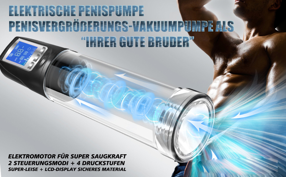 Elektrische Penispumpe Penis Erektion Penisvergrößerung mit Elektromotor und Super-Saugkraft Vakuumpumpe 8