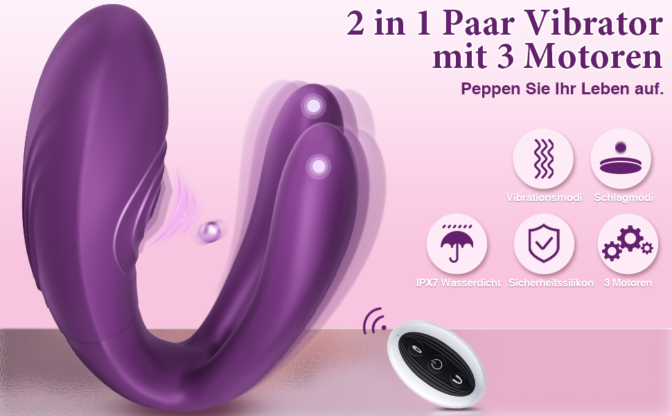 Paar Vibratoren für Sie Klitoris und G-punkt Vibrator mit 11 Schlagmodi und 11 Vibrationsmodi 3 Motoren Dildo Vibratoren Partner Erotik Sexspielzeug Stimulator mit Fernbedienung für Paare und Frauen 7 bql8h0rz 12450