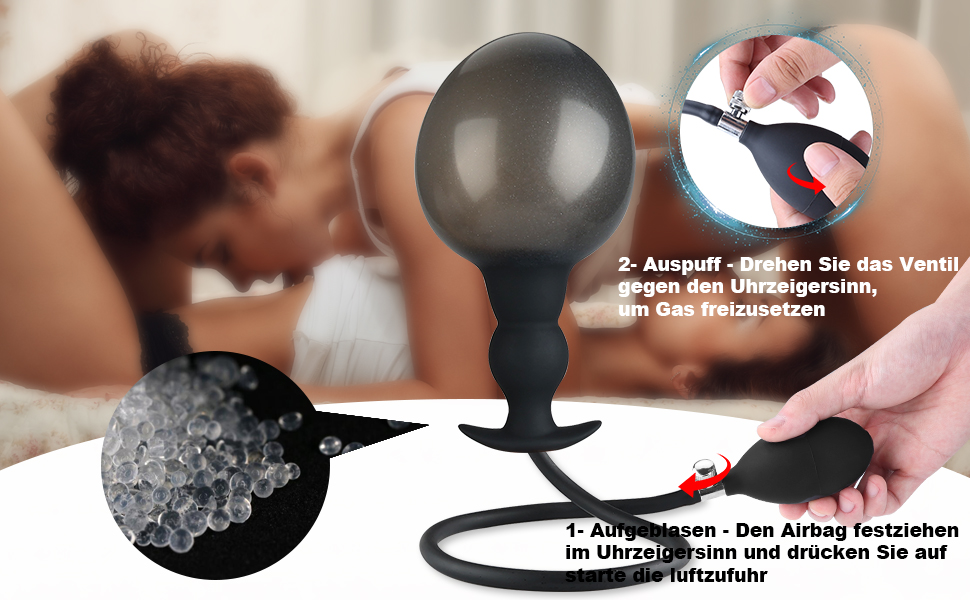 Silikon Analplug Aufblasbar Sexspielzeug Frauen Männer Anal Pump Plug mit Überfüllsicherung Ventil Analsexspielzeug Analplug Anal Dilatation 10