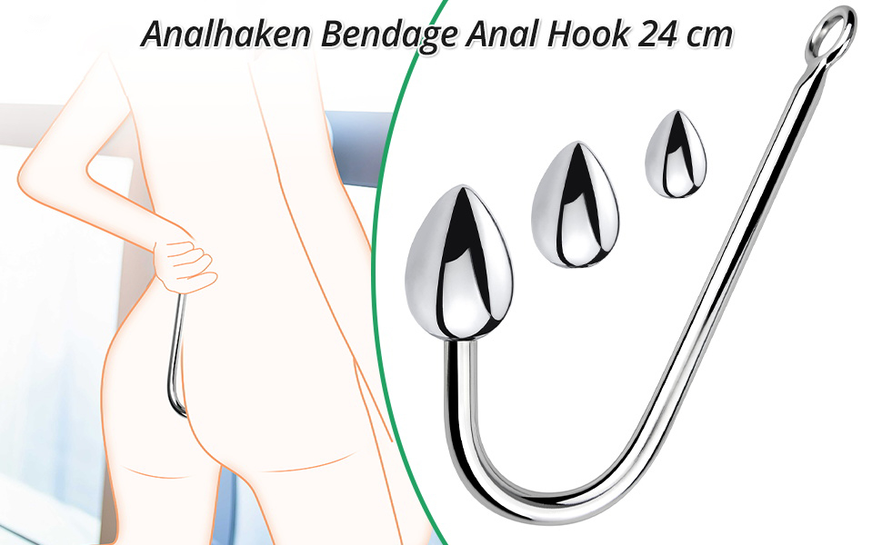 Analhaken Bondage Anal Hook 24 cm mit 3 Wechselkugeln Ø 26.5mm,34mm,40mm Kugel Stahl Metall Buttplug Hook (Klein+Medium+Groß) 8 ffefol9w 2898