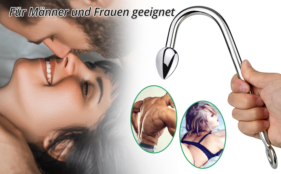 Analhaken Bondage Anal Hook 24 cm mit 3 Wechselkugeln Ø 26.5mm,34mm,40mm Kugel Stahl Metall Buttplug Hook (Klein+Medium+Groß) 13 ffefol9w 2906