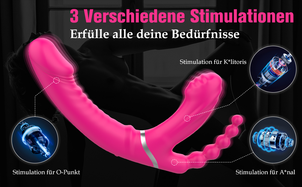 Dreifacher Vibratoren für Sie Klitoris und G-Punkt, Paar Vibratoren Klitoris Stimulator mit 7*3 Starke Stimulation, Silikon Realistischer Doppeldildo 9 frhjbcdb 2179
