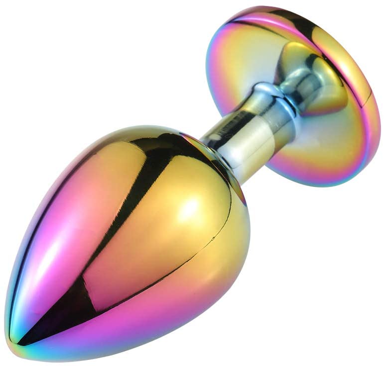 Metall Analplug mit Wunderbare Farben Ø 28mm Analspielzeug Edelstahl Butt Plug Anfänger Profis Blau (Blau, S) 6