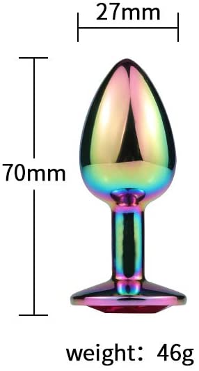 Metall Analplug mit Wunderbare Farben Ø 28mm Analspielzeug Edelstahl Butt Plug Anfänger Profis Blau (Blau, S) 7