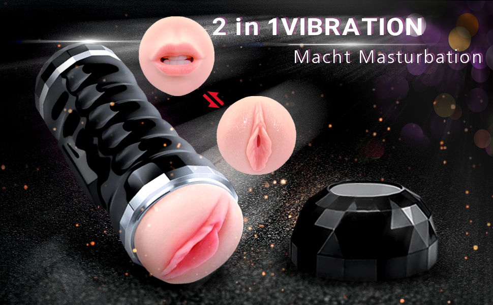 Masturbator, Taschenmuschi, Sexspielzeug für Männer, 2-in-1 Vagina und Mund Befriedigung, Mehrere Vibrationsstufen, Travel-Pussy mit Frauenstöhnen 7 iyt9ezk1 14603
