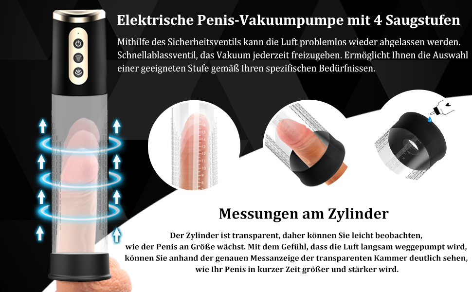 Elektrische Penispumpen, Sexspielzeug für Männer Erektion Penisvergrößerung, 4 Saugstufen Penis Vakuumpumpe Masturbator für Mann 9