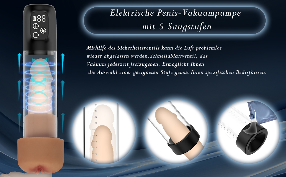Penispumpen für Penisvergrößerung Penis Erektion, Elektrische Penis Vakuumpumpe mit 6 Saugstufen, Penis Pumpe Masturbator mit 2 Silikonhülsen 11 u3pi865j 9807