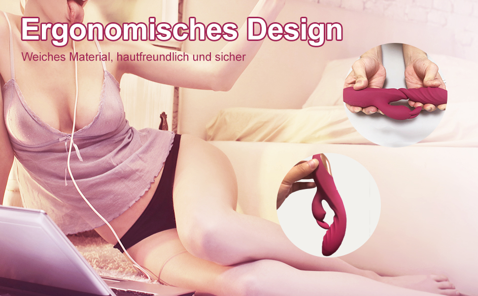 G-Punkt Silikon Vibrator Rabbit Vibratoren für sie mit Stoßfunktion, Erotik Paarvibrator Wasserfeste Doppelkopf Klitoris Vibratoren, Leise Sexspielzeug für Frauen und Paare mit 12 Modi 6 vir0i4v8 8313