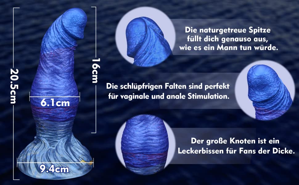 Murloc Realistischer Dildo Analplug mit Starkem Saugnapf, 20.5cm*6.1cm Dick Analdildo 10