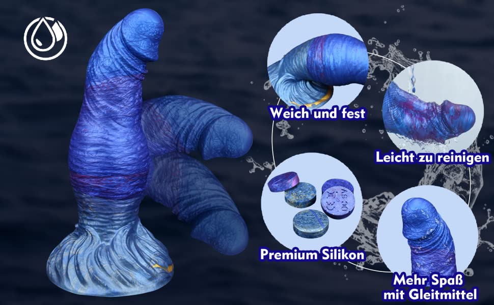 Murloc Realistischer Dildo Analplug mit Starkem Saugnapf, 20.5cm*6.1cm Dick Analdildo 11