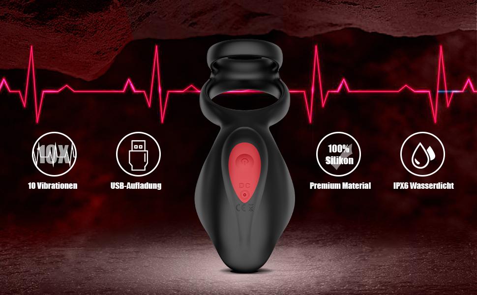Anal Vibratoren mit Dual Penisringe,Penisring Vibrator mit Hoden 10 Vibrations,Cockringe zur Potenzsteigerung 8