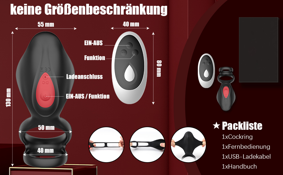Anal Vibratoren mit Dual Penisringe,Penisring Vibrator mit Hoden 10 Vibrations,Cockringe zur Potenzsteigerung 11