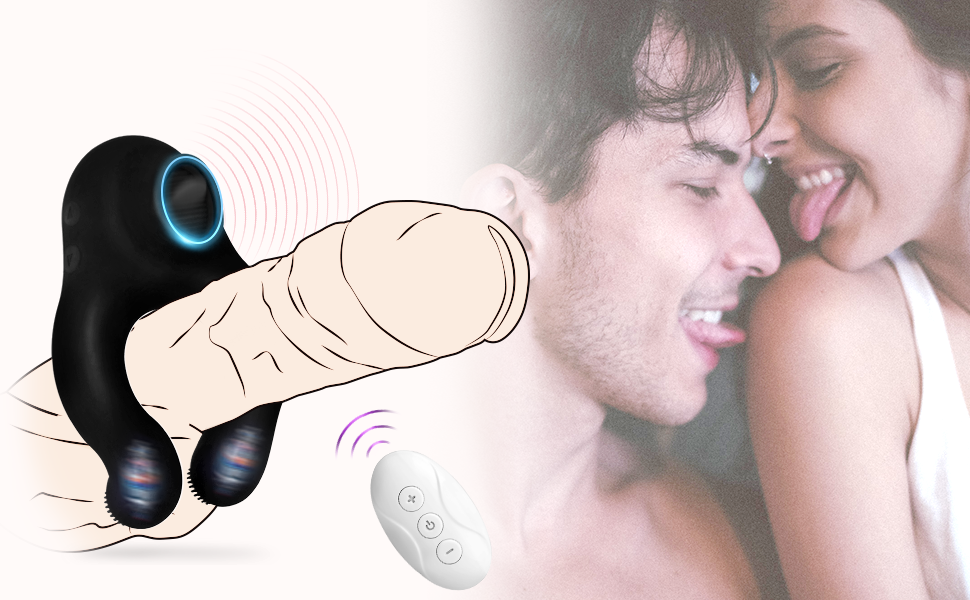 Sexspielzeug für Paare und Männer mit 3 Motoren-Penisring Vibtator mit 10 Vibrationsmodi und Zunge Leckenmodi 6 zbatrfbf 10098