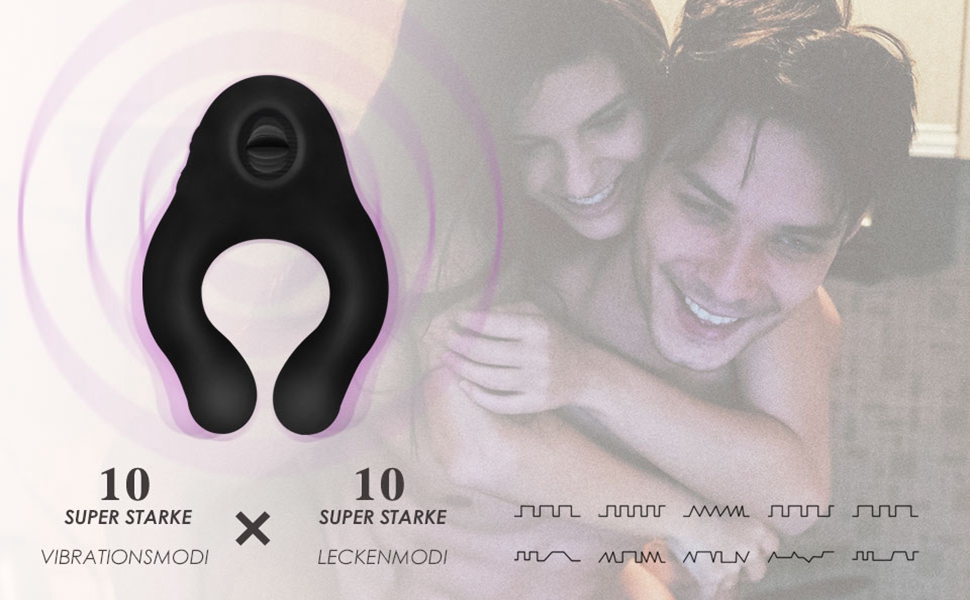 Sexspielzeug für Paare und Männer mit 3 Motoren-Penisring Vibtator mit 10 Vibrationsmodi und Zunge Leckenmodi 7 zbatrfbf 10099
