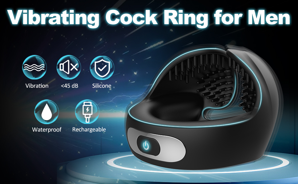 Vibrierende Penisring mit 2 Motor, Dehnbar Silikon Cockring mit 10 Vibrationmodis für Penis/Hoden Stimulation 8