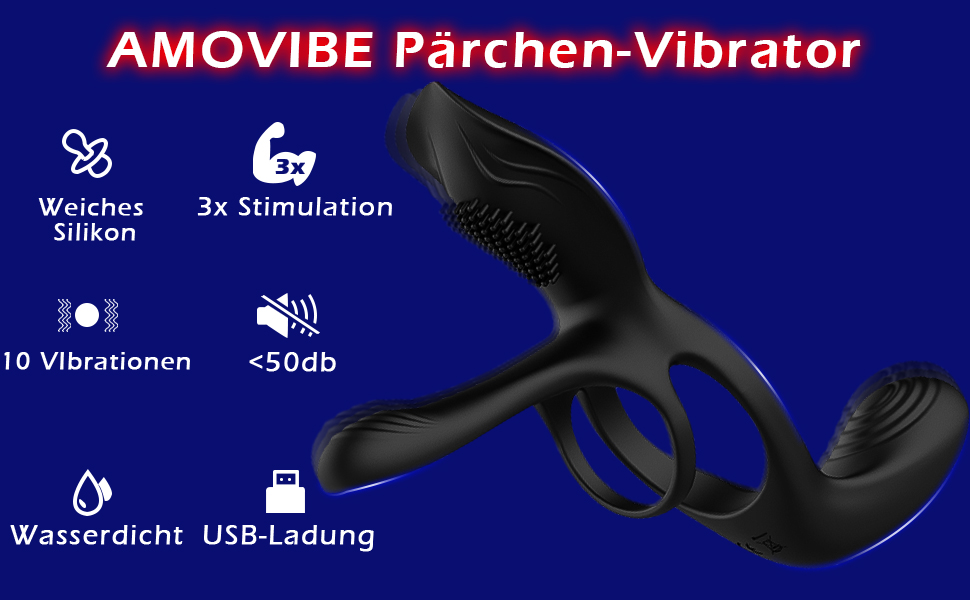Penisring mit 10 Vibrationsmodi, 3 in 1 Sex Spielzeug für Die Männer für Penis Hoden Perineum Stimulation zur selben Zeit 14 a1g64tzw 9974