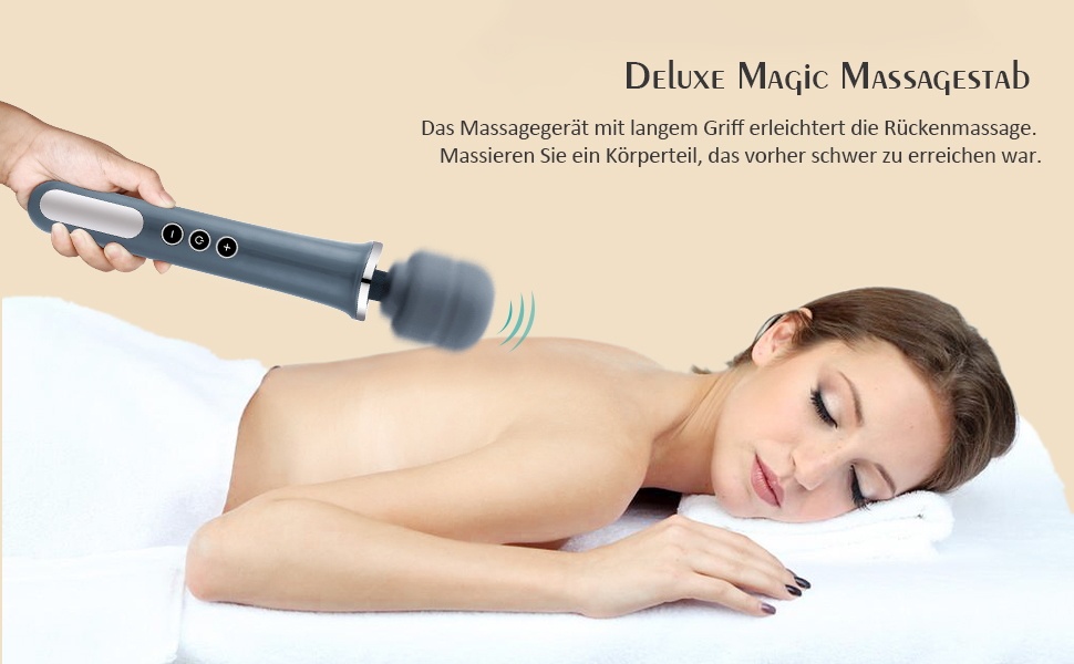 Handheld Massagegerät Vibration, Kabellos Silikon Massager Wand mit 5 * 10 Vibrationsmodi Massagestab 8 ars40ikf 7066