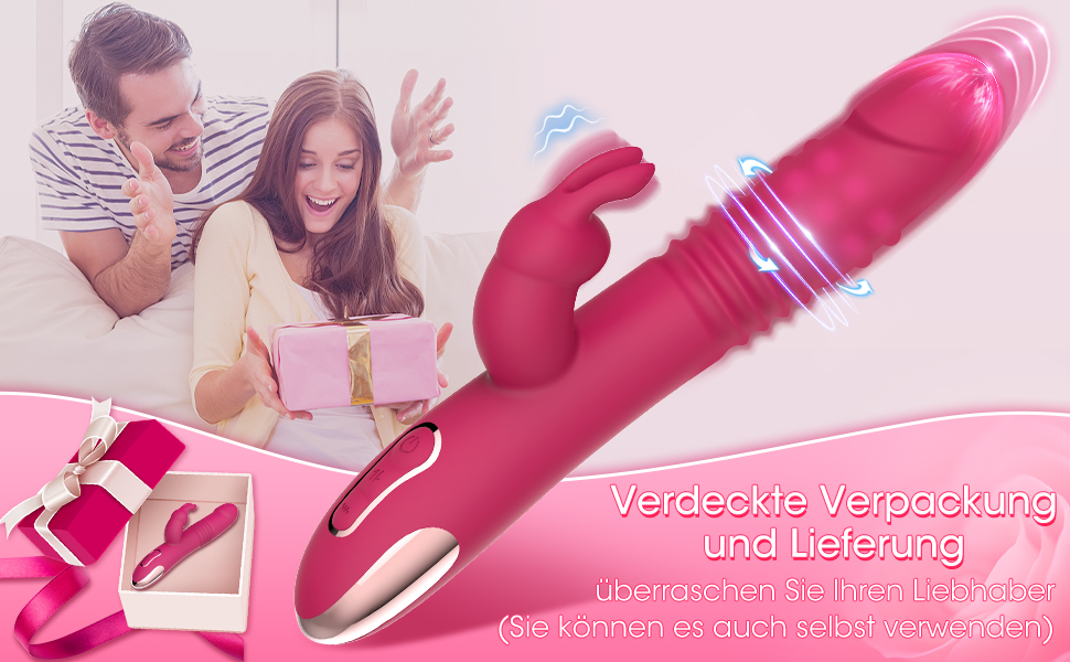 Vibratoren rabbit für Sie Klitoris und G-punkt mit Stoßfunktion,3 Arten der Teleskopdrehung Funktion,10 Vibrationsmodi Dildovibrator 7